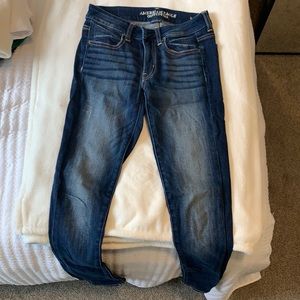 High rise long skinny jeans